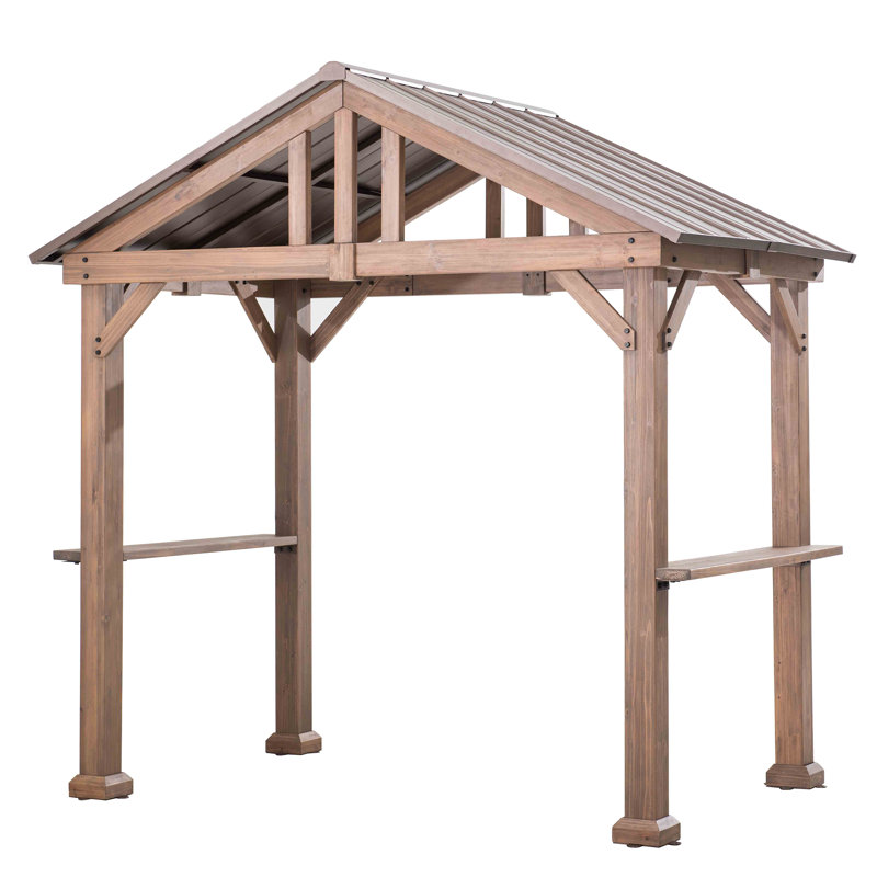 Sunjoy 9 ft x 6 ft Hudson Cedar Wood Hardtop Grill Gazebo Wayfair